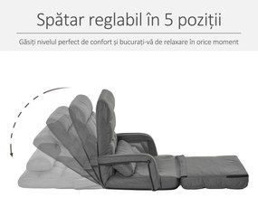 Fotoliu Pat HOMCOM reglabil pe 5 nivele 78x62x70cm, gri | Aosom Romania