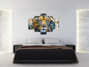 Tablou - pictură în ulei abstractă cu leu (150x105 cm)