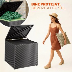 Ladă de depozitare din poliratan RICCO, 318L, 75x75x70 cm, negru Casaria