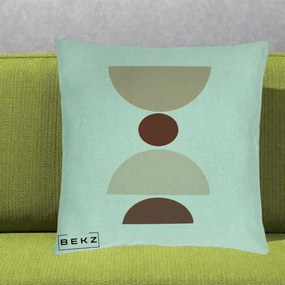 Perna Decorativa Geometric Boho Cerc si Boluri, 40x40 cm, Verde Menta, Husa Detasabila, Perna Inclusa, BEKZ®