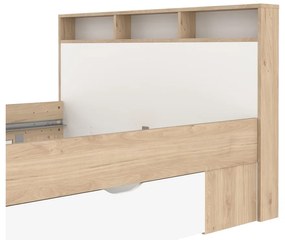 Pat matrimonial în culoare naturală cu aspect de lemn de stejar cu spațiu de depozitare fără somieră 140x200 cm Ikast – Tvilum