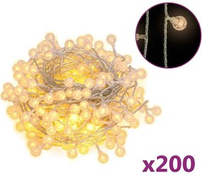vidaXL vidalXL Ghirlandă luminoasă, 200 LED-uri, alb cald, 8 funcții, 20 m
