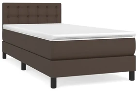 3141092 vidaXL Pat box spring cu saltea, maro, 80x200 cm, piele ecologică
