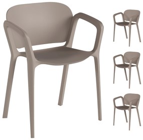 Outsunny Set 4 Scaune de Grădină Stivuibile cu Brațe, Rezistente la Raze UV și Impermeabile, 60x56x75 cm, Gri | Aosom Romania