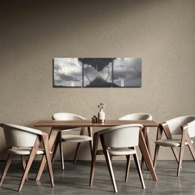 Tablou - Munții din Islanda, colaj geometric (cu ceas) (90x30 cm)