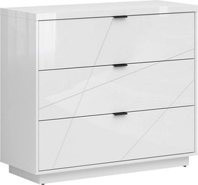 Comoda FORN, alb lucios, PAL melaminat, 106x43x93 cm