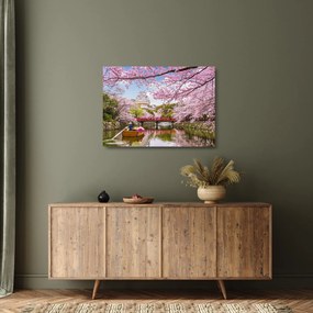 Tablou pe sticlă cu cireș japonez (70x50 cm)