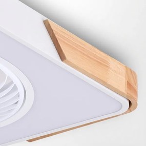 Brilagi-LED Lampă cu ventilator, reglabilă, LED/30W/230V 3000-6500K, alb/stejar + telecomandă