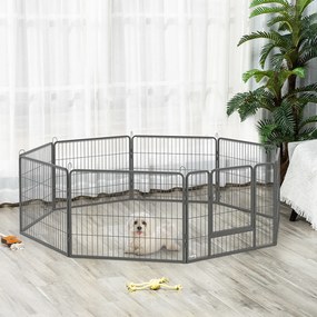 PawHut Țarc Modular pentru Animale Domestice, 16 Panouri din Oțel, 2 Uși cu Zăvor, 80x60x1.5 cm, Negru | Aosom Romania