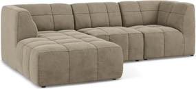 Colțar maro cu tapițerie din catifea (cu colț pe partea stângă/cu șezlong) Aloha – Makamii