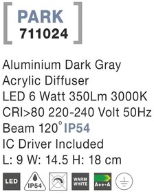 Aplica perete LED de exterior IP54 PARK NVL-711024