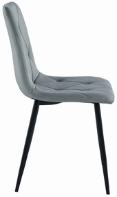 PROMO Scaun de dining din catifea gri LIBRA cu picioare negre II. calitate