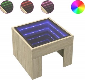 vidaXL Noptieră cu LED infinity, stejar sonoma, 40x40x30 cm