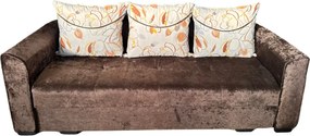 Canapea LILI extensibila, 3 locuri, cu lada de depozitare, stofa plusata, 220x95x80 Maro, Stofa plusata