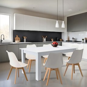 Set de masă Lola 6+1 alb-alb