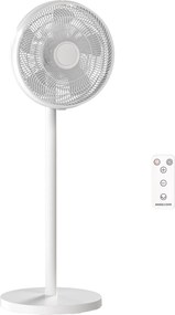 HOMCOM Ventilator de Podea cu Telecomandă, Reglabil pe Înălțime, 4 Viteze, Oscilație 80°, Timer 10 Ore, Alb, Ø40x90.5-118.5Î cm | Aosom Romania