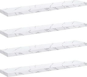 vidaXL Raft de perete Pe perete 4 pcs Marmură albă 120 x 23,5 x 4 cm