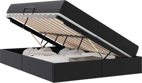 vidaXL Pat cu saltea și spațiu de depozitare 2 pcs Negru Piele