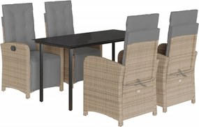 vidaXL Set mobilier de grădină cu perne, 5 piese, bej, poliratan