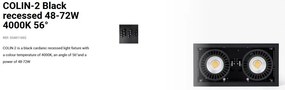 Spot LED incastrabil COLIN-2 Black recessed 48-72W 4000K 56°