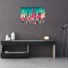 Tablou pe sticlă – Metropolă în stil pop-art (70x50 cm)