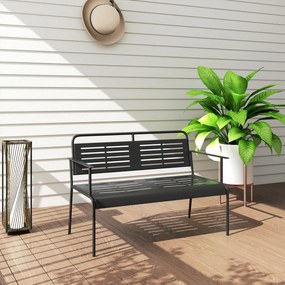 Outsunny -locuri bancă de grădină, rezistentă la intemperii bancă, rezistentă la apă mobilier de grădină cu spătar &amp; Armlehnen 121 x 64 x 84cm, Negru | Aosom Romania