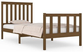 3103871 vidaXL Cadru de pat mic single, maro miere, 75x190 cm, lemn masiv pin