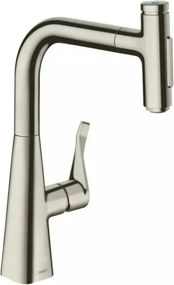 Baterie bucatarie cu dus extractibil Hansgrohe Metris Select M71 240 cu 2 jeturi finisaj otel inoxidabil sBox inclus
