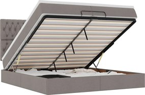 vidaXL Cadru de pat otoman cu saltele Taupe 200x200cm țesătură