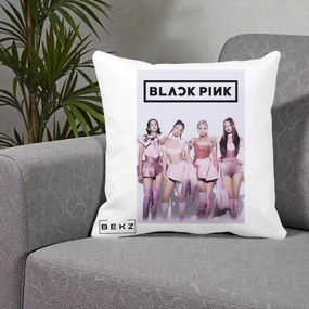 Perna Personalizata K-pop BLACKPINK Poster Roz Tinute Coordonate, 40x40 cm, Alba Mata, Husa Detasabila, Perna Inclusa, BEKZ®