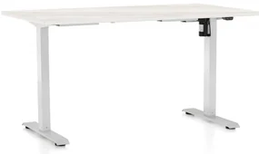 Masă înălțime reglabilă OfficeTech A, 120 x 80 cm, picioare albe, frasin alb