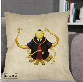Perna Personalizata Assassination Classroom Koro-sensei, 40x40 cm, Crem, Husa Detasabila, Perna Inclusa, BEKZ®