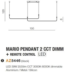 Lustra LED suspendata cu telecomanda MARIO 2 CCT DIMM BK