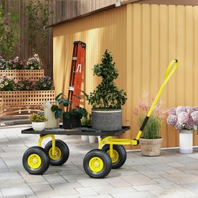 Outsunny Roabă de Grădină cu Mâner și 4 Roți Mari, Capacitate 150 kg, 94x48,5x100 cm, Verde | Aosom Romania