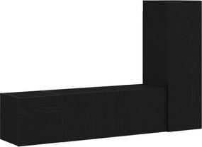 vidaXL Set comodă TV Pe perete 3 pcs Stejar Negru 130,5 x 30 x 140 cm