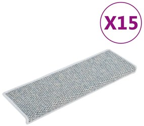 Covorase scari autoadezive, 15 buc. albastru 65x25 cm, sisal 15, Albastru, 65 x 25 cm