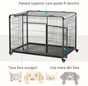 PawHut Cusca Caini Pliabilă Mobilă cu 4 Roți și Mâner 125x76x81cm Ușor de Transportat | Aosom Romania