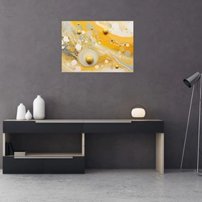 Tablou pe sticlă - fundal abstract cu decor de aur (70x50 cm)