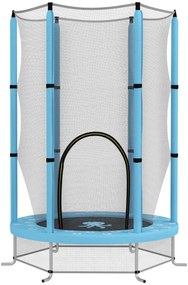 AIYAPLAY Trampolină pentru copii Ø140 cm, trampolină exterioară pentru copii 3-6 ani cu plasă de siguranță ușă cu fermoar bleu clair | Aosom Romania