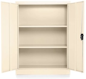 Dulap metalic universal mediu cu imitație de lemn, 90 x 40 x 120 cm, încuietoare cu cilindru, fag / ral 9003