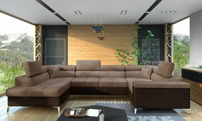 Canapea modulara, tapitata, extensibila, cu spatiu pentru depozitare, Thiago L01, Eltap (Culoare: Cafeniu / Maro inchis)