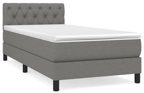 3140250 vidaXL Pat box spring cu saltea, gri închis, 80x200 cm, textil