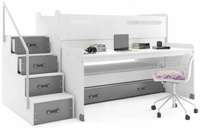 Supermobel Pat supraetajat copii MAX 1 COLOR 1, 200x80, alb/gri