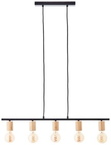 Brilliant - Candelabru KERRY suspendat pe cablu 5xE27/40W/230V negru/bambus