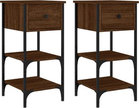 vidaXL Noptiere, 2 buc., stejar maro, 34x36x70 cm, lemn compozit