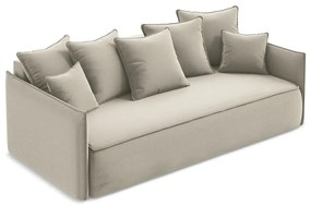 Canapea bej extensibilă/cu spațiu de depozitare cu tapițerie din catifea 225 cm Hula – Makamii