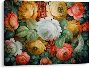 Tablou cu buchet pictat de flori (70x50 cm)
