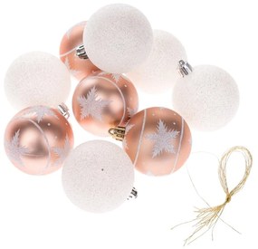 Set 9 globuri pentru bradul de Crăciun Dakls, alb-roz