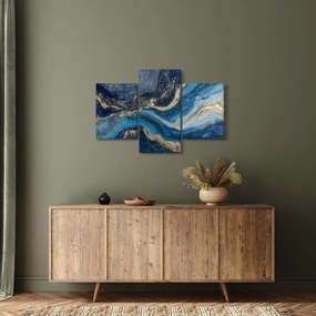 Tablou - Marmură abstractă albastru-aurie (90x60 cm)