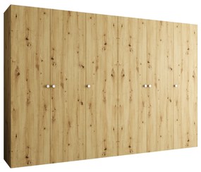 Dulap de haine 300 cm Parna 1 (Stejar artisan + Argintiu). 1125900